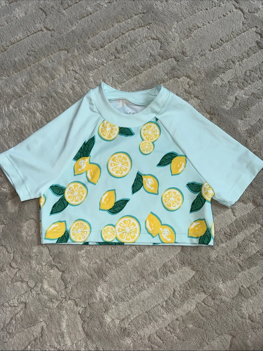 DSG Cropped Lemon Print Rash Guard in Mint Lemons S 6-8